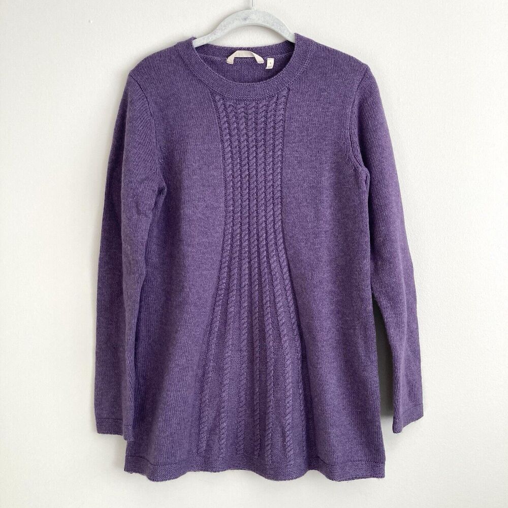 Soft Surroundings Wool Blend Tunic Sweater Womens Size Small Purple Long Sleeve